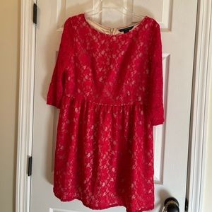 Size 12 French Connection reddish/pink lace dress